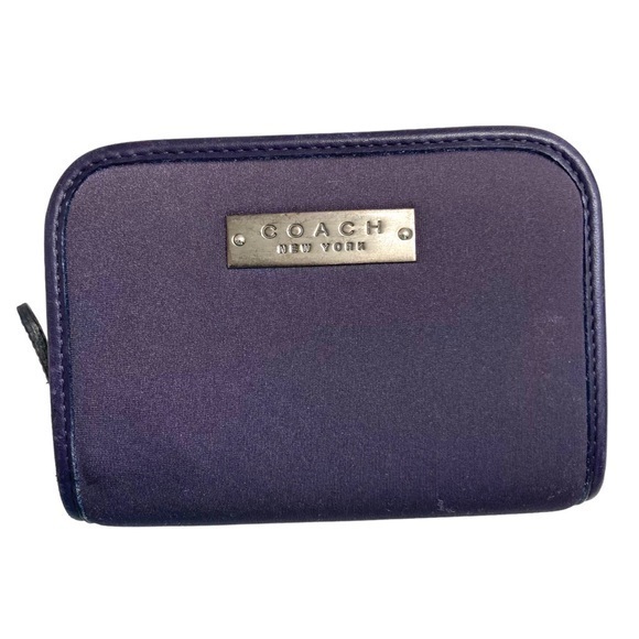 Coach rare dark purple ink neoprene/Leather zippy wallet - Picture 1 of 8